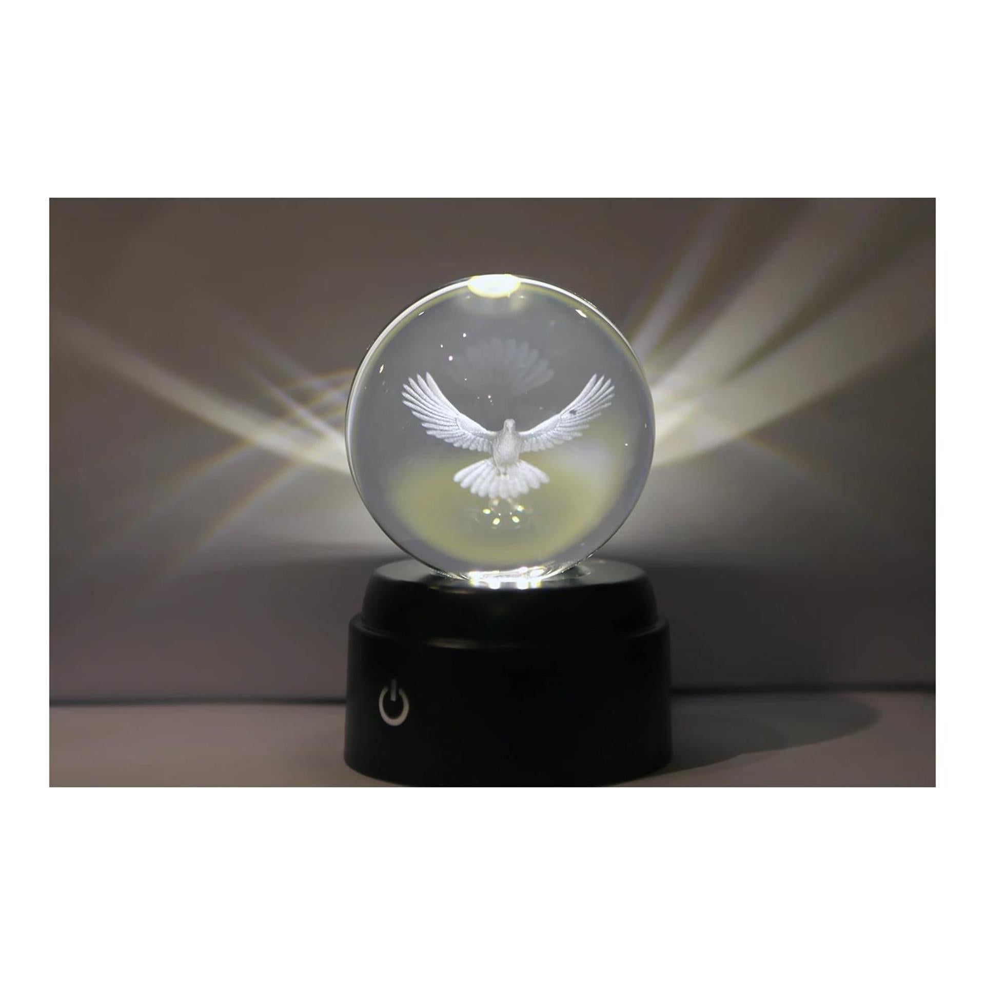 LED oiseau de la paix en verre convexe rotatif