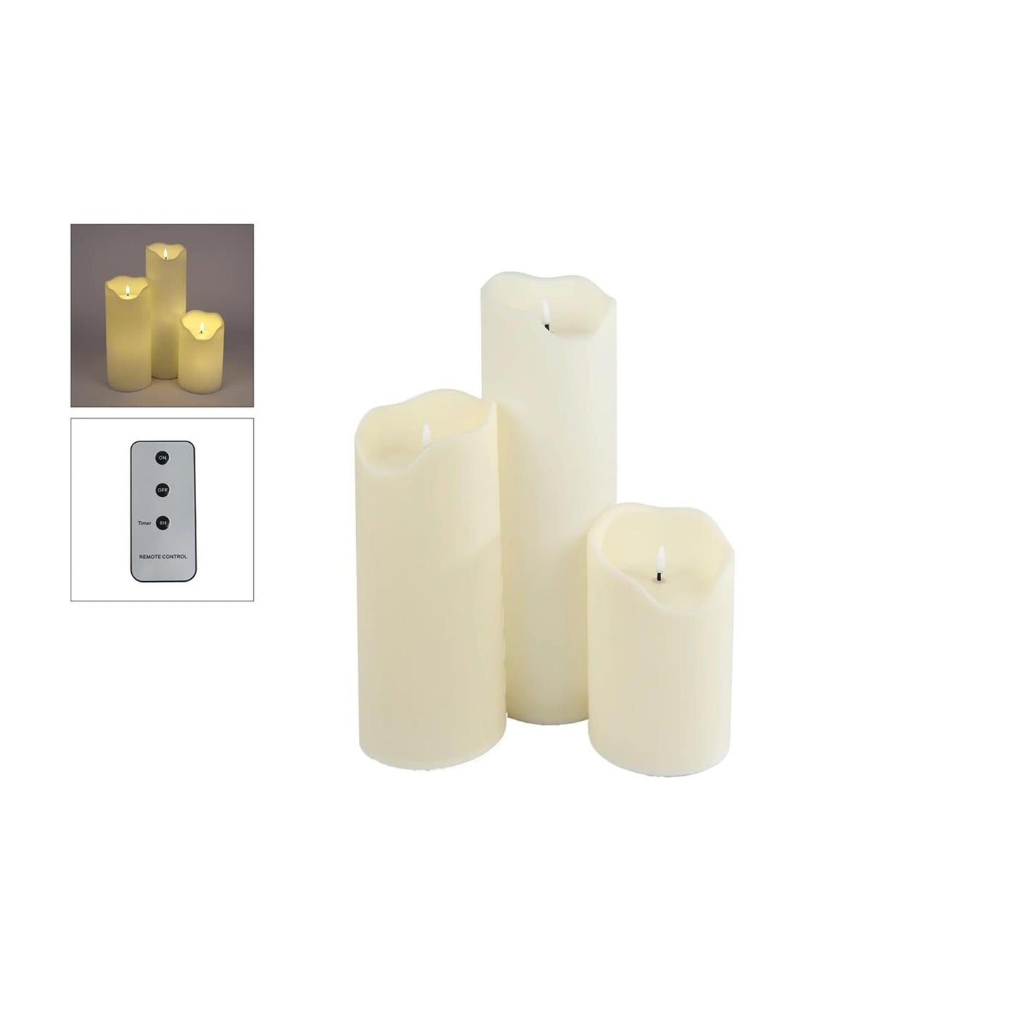 Set de bougies LED 3 pièces extérieur xl