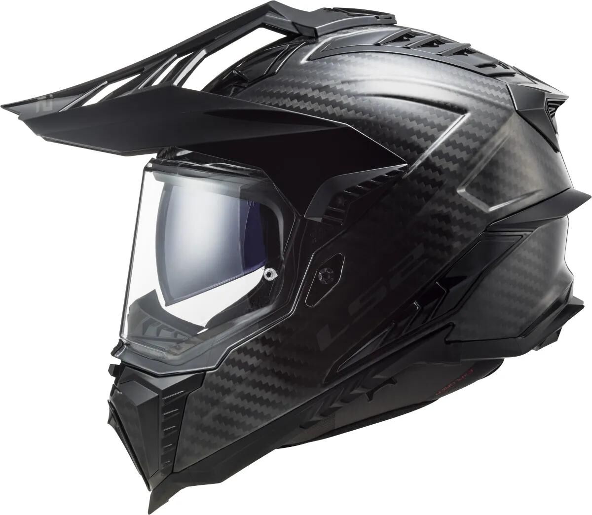 Casque enduro Ls2 mx701 explorer carbon solid, matériau : carbone laqué, casque à double fermeture D mx701 exp.car. solide l noir