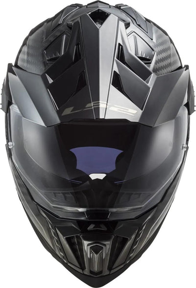 Casque enduro Ls2 mx701 explorer carbon solid, matériau : carbone laqué, casque à double fermeture D mx701 exp.car. noir uni