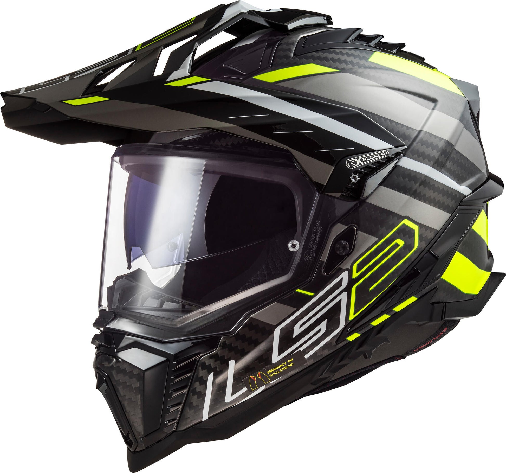 Casque enduro LS2 MX701 Explorer Carbon Edge. casque mx701 exp.car. bord xl bl. crier. titane