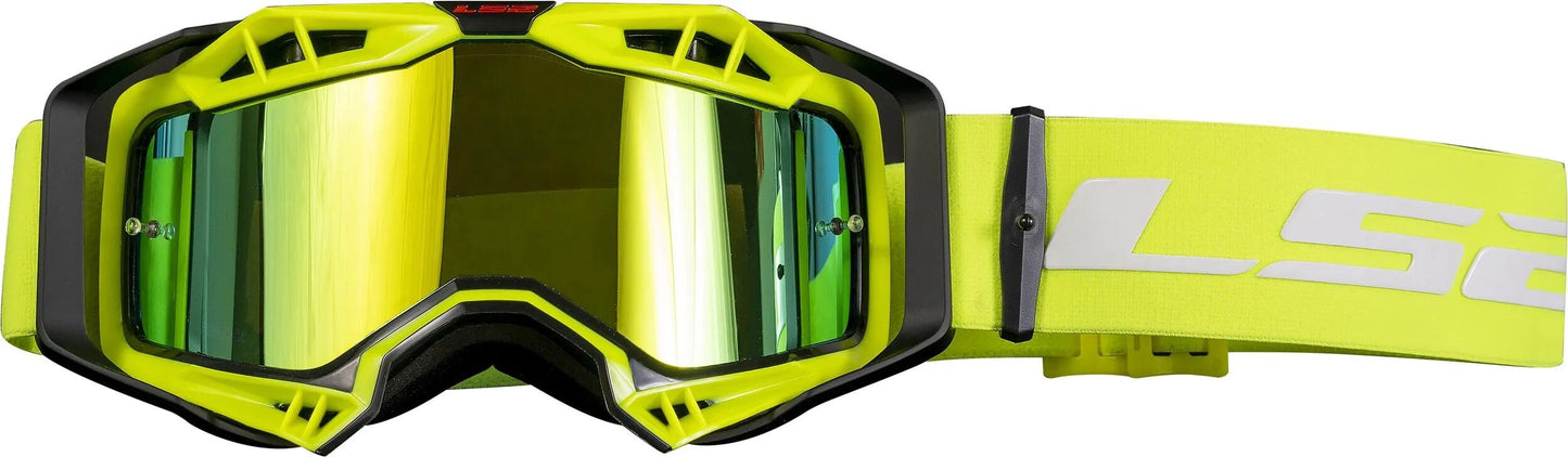 Ls2 aura pro lunettes de motocross lunettes aura pro noir jaune fluo