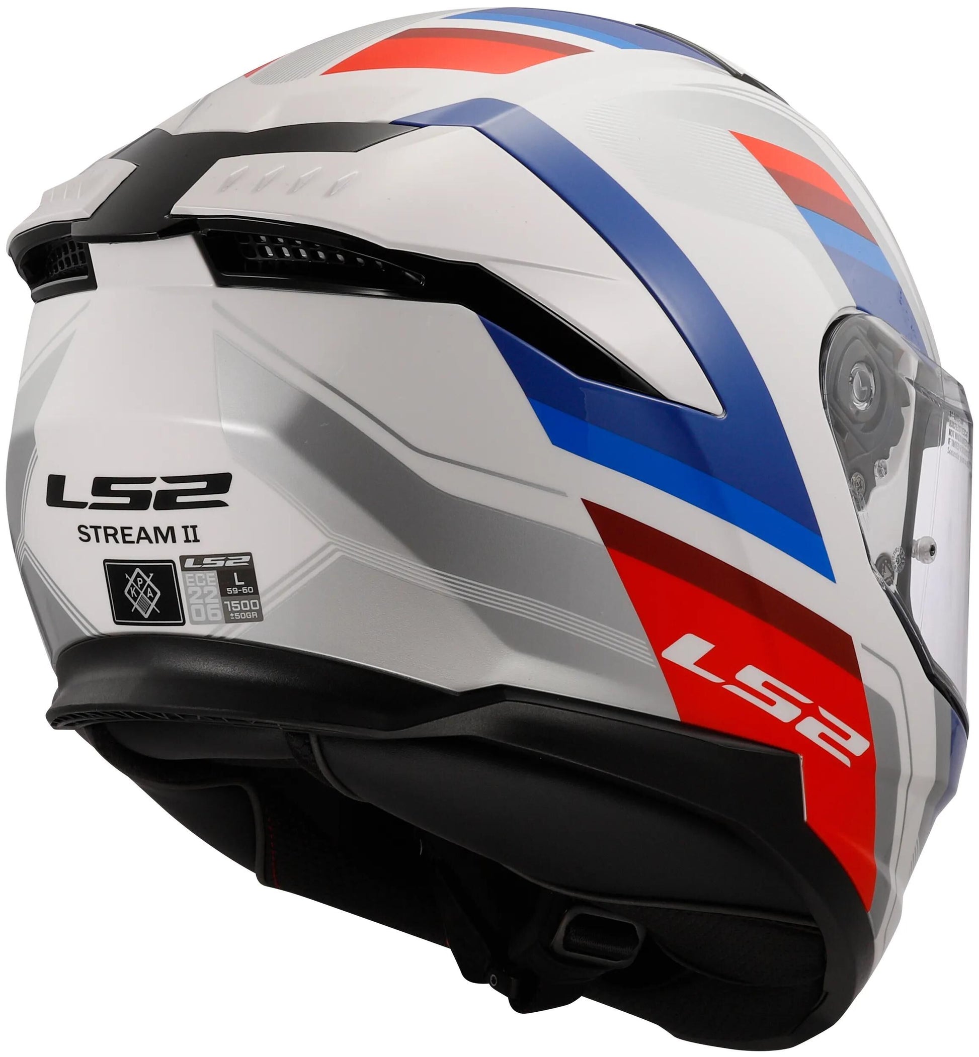 Casque intégral LS2 ff808 stream ii casque vintage ff808 stre.ii vint. s blanc bleu rouge