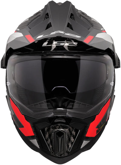 Casque enduro Ls2 mx701 explorer carbon frontier ii, pare-soleil interne, amovible, lavable, hypoallergénique et respirant, mentonnière renforcée, coussinets de joues de sauvetage, casque double doublure en D mx701 expl. car.fr.ii xl rouge noir