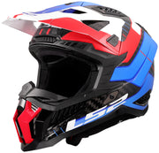 Casque de motocross Ls2 MX703 x-force galuo, respirant et hypoallergénique. casque x-force galuo blanc rouge bleu gr. m - afbeelding 2