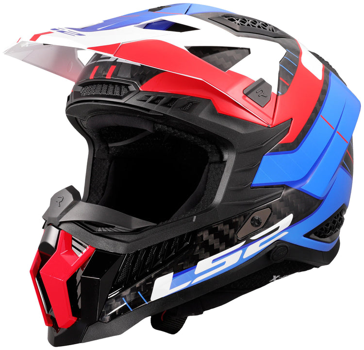 Casque de motocross Ls2 MX703 x-force galuo, respirant et hypoallergénique. casque x-force galuo blanc rouge bleu gr. m