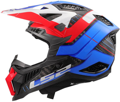 Casque de motocross Ls2 MX703 x-force galuo, respirant et hypoallergénique. casque x-force galuo blanc rouge bleu gr. je