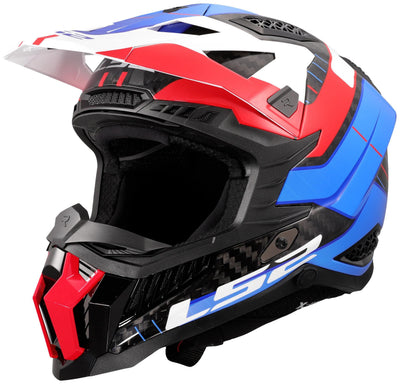 Casque de motocross Ls2 MX703 x-force galuo, respirant et hypoallergénique. casque x-force galuo blanc rouge bleu taille xl