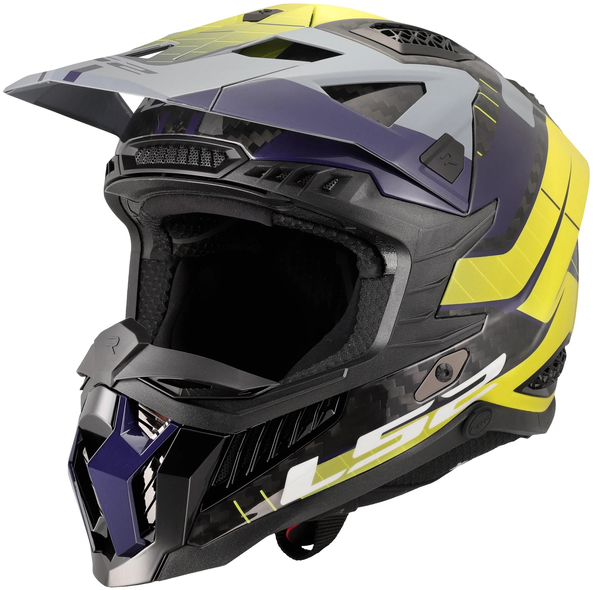 Casque de motocross Ls2 MX703 x-force galuo, respirant et hypoallergénique. casque x-force galuo gris jaune fluo gr. je
