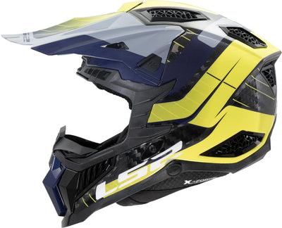 Casque de motocross Ls2 MX703 x-force galuo, respirant et hypoallergénique. casque x-force galuo gris jaune fluo gr. je