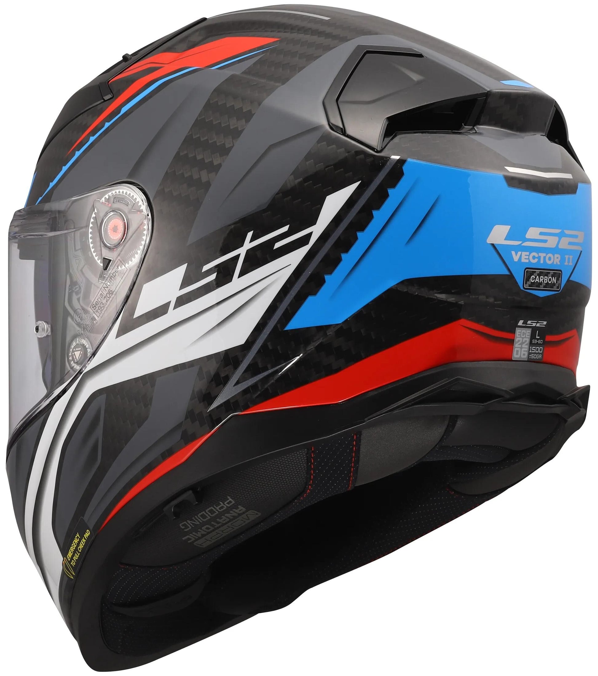 Casque intégral LS2 FF811 Vector II Carbon Savage. casque ff811 vecteur i c savage blanc bl rouge 3xl