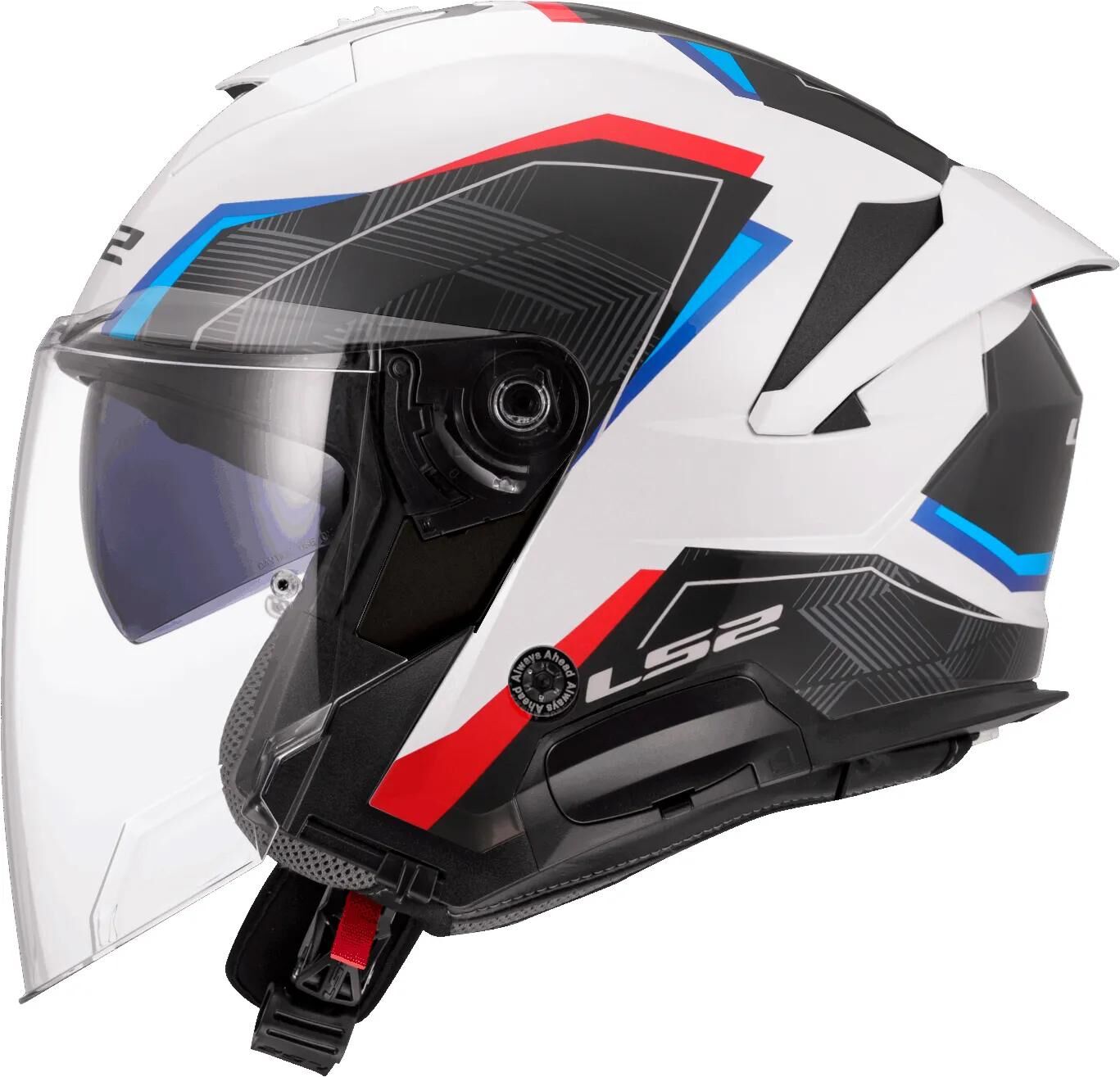 Casque jet Ls2 de618 verso ii casques air de618 verso i air blanc bleu rouge gr. je