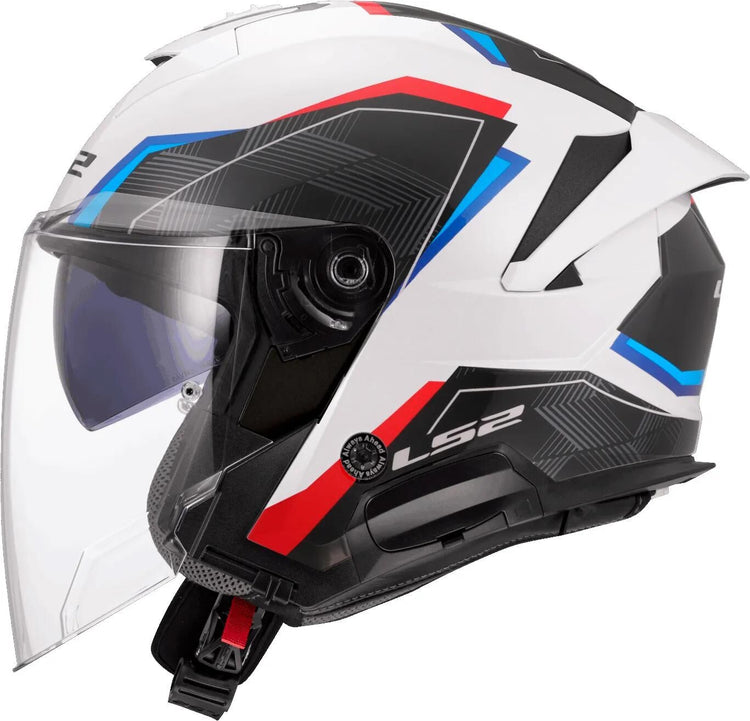Casque jet Ls2 de618 verso ii casques air de618 verso i air blanc bleu rouge gr. je