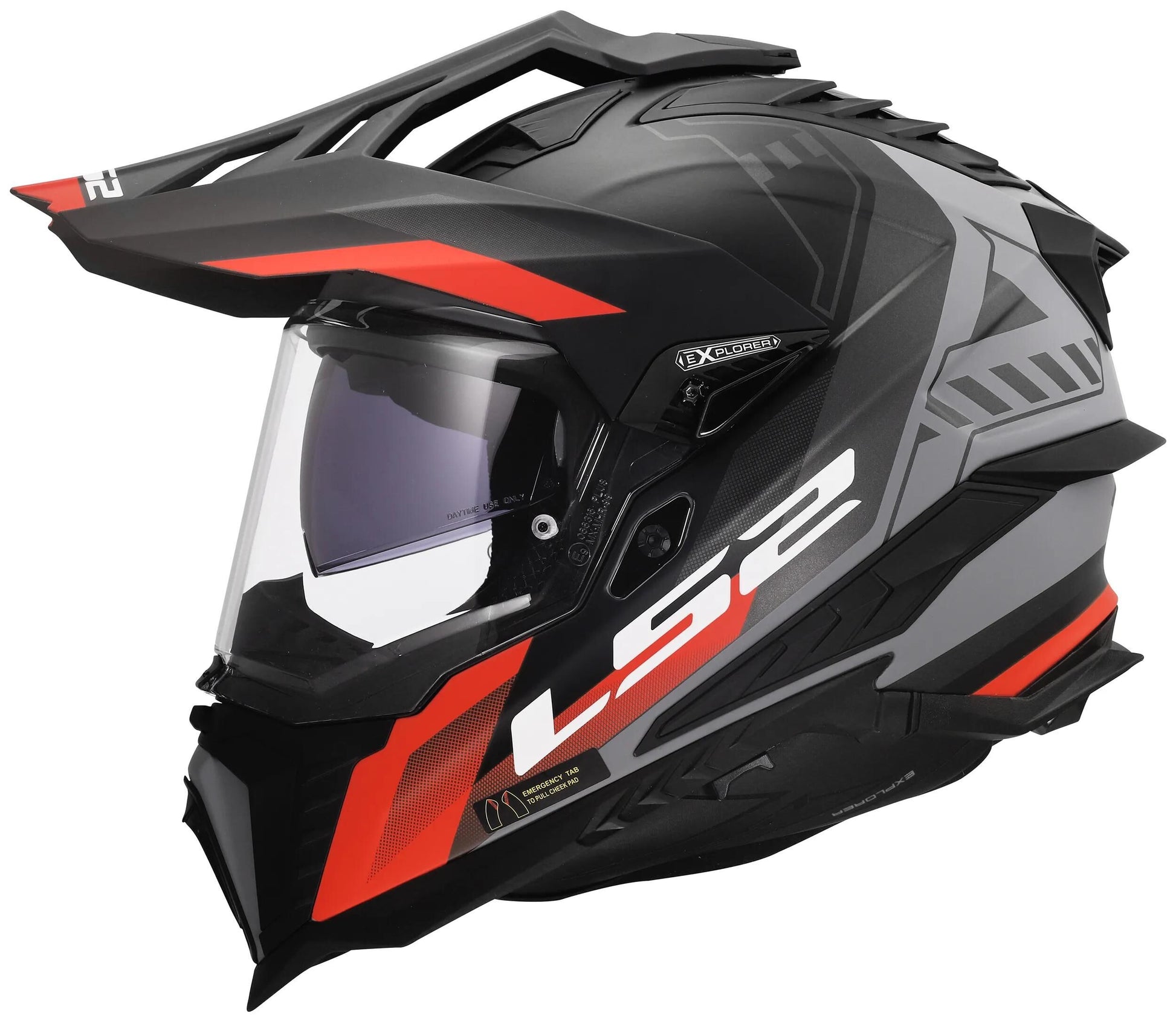 Casque enduro Ls2 mx701 explorer hexa casque mx701 explorer hexa noir rouge gris mat
