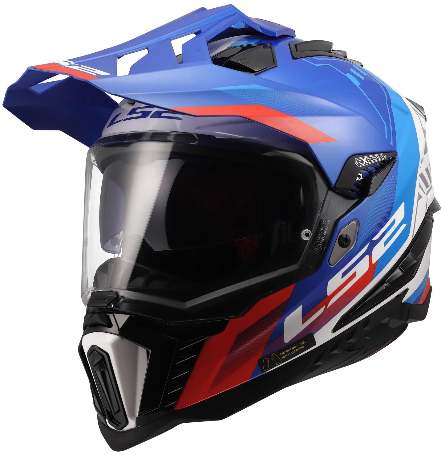 Ls2 casque enduro mx701 explorer hexa casque mx701 explorer hexa blanc bleu rouge l