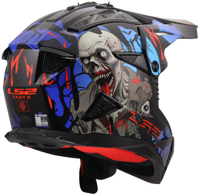 Casque de motocross Ls2 mx708 fast ii zombie casque mx708 fast ii zombie noir rouge bleu gr.
