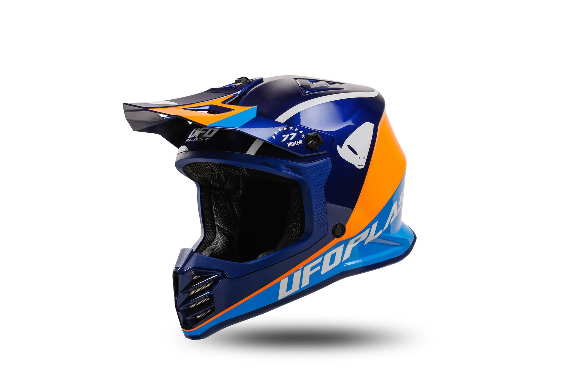 Casque cross enfant Ufo plast korey, casque amovible ufo plst korey m bleu orange