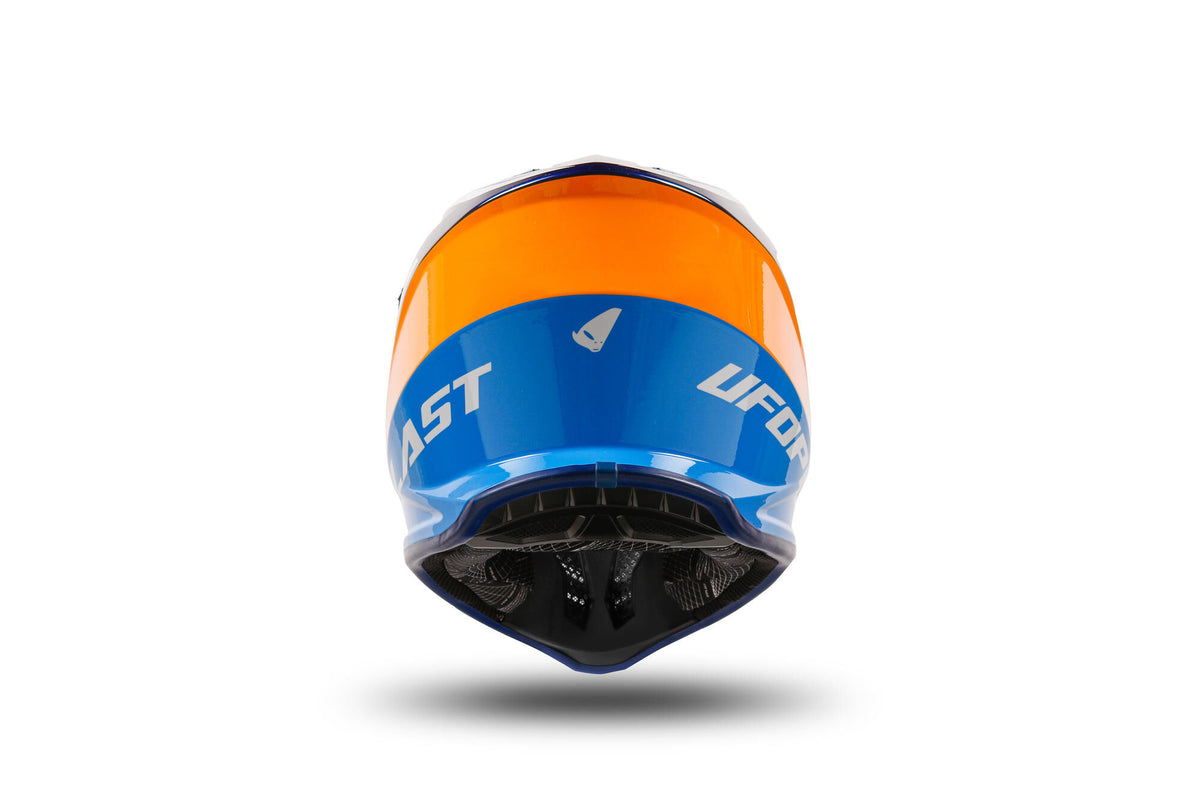 Casque cross enfant Ufo plast korey, casque amovible ufo plst korey m bleu orange