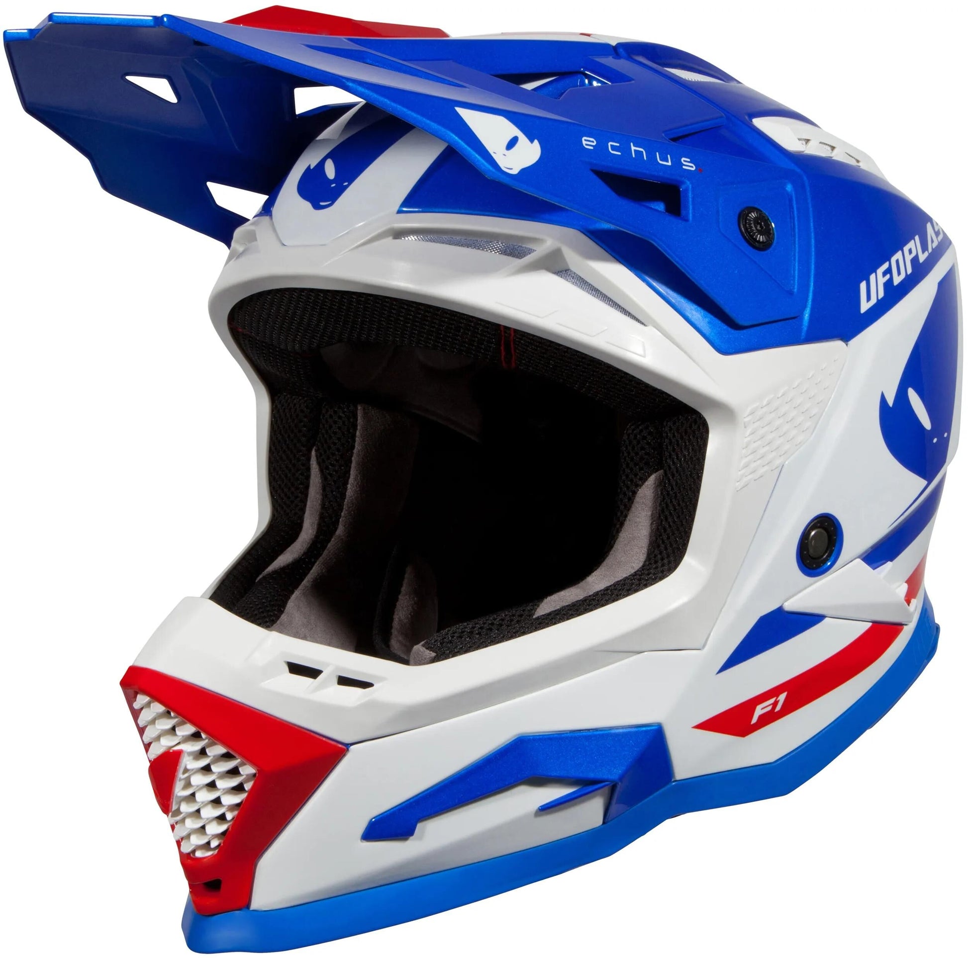 Casque motocross Ufo plast casque echus echus l bleu blanc rouge