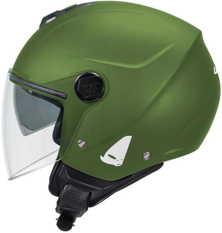 Casque jet Ufo plast casque nixie ufo nixie jet vert mat gr. je