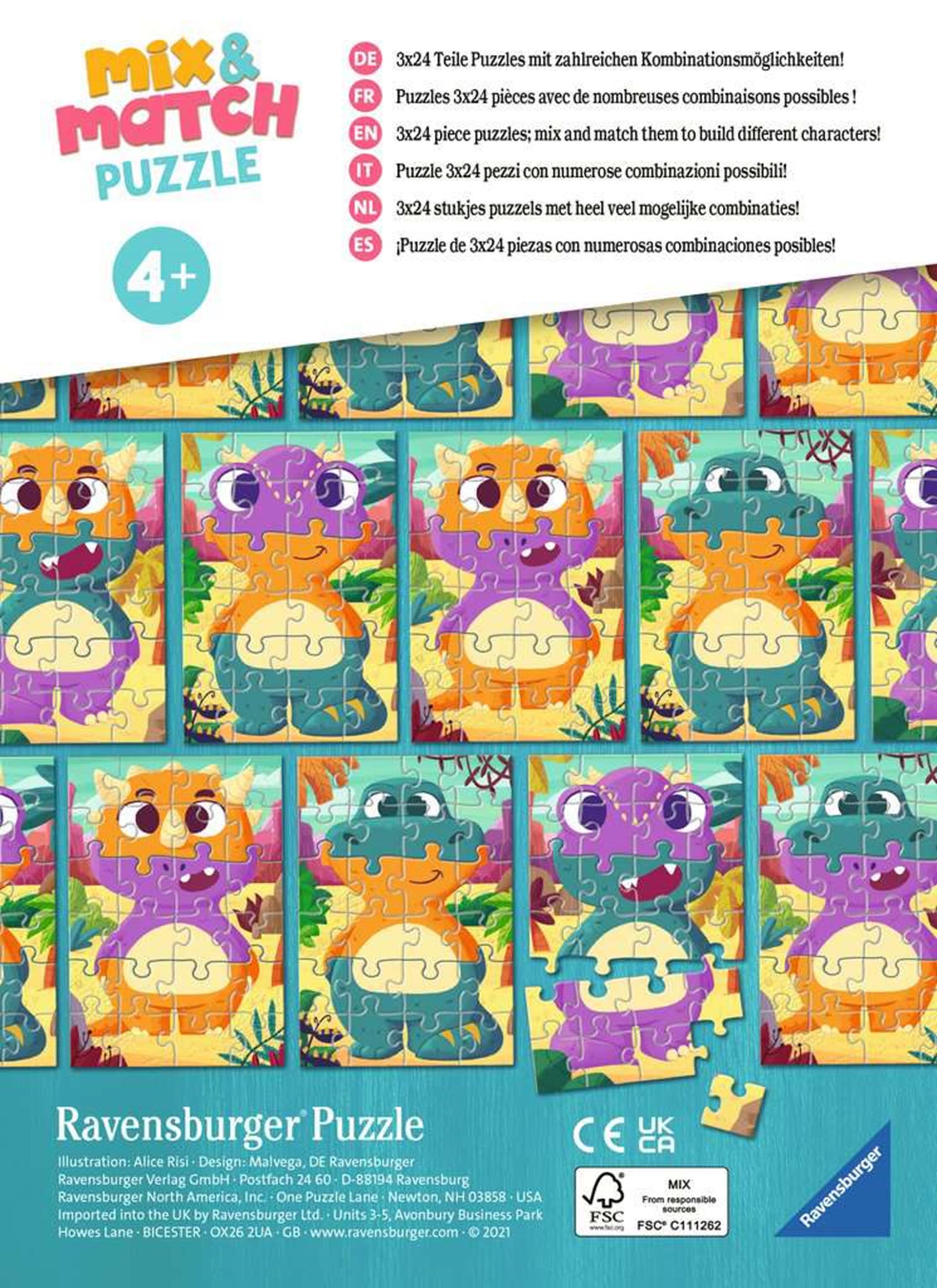 Ravensburger Mix Match Puzzle Dinosaures 24s