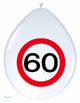 Ballon 30 cm, panneau de signalisation 60 ans, paquet de 8 pièces