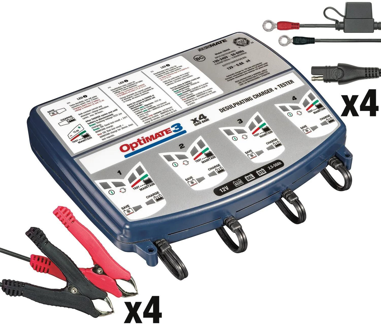 TecMate Batter Charger Optate3 Optate 3 Charger 4er Bank