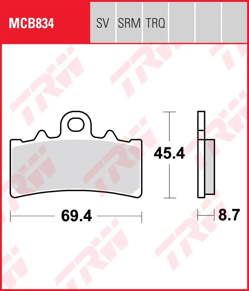 TRW Brake Pad MCB 834 Standard organique
