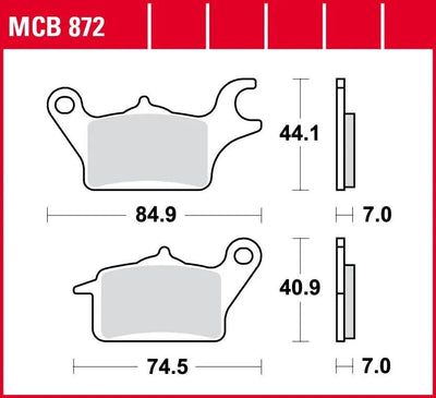 TRW Brake Pad MCB 872 Standard organique