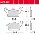 TRW Brake Pad MCB 872 Standard organique
