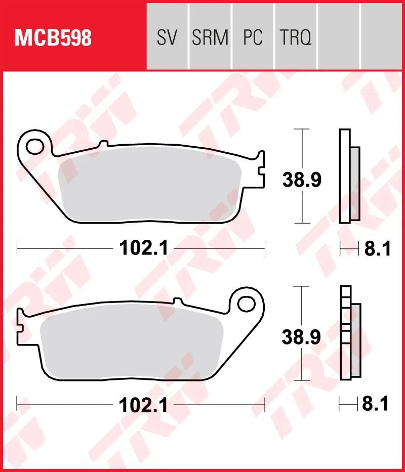 TRW Brake Pad McB 598 SRM Metal fritté