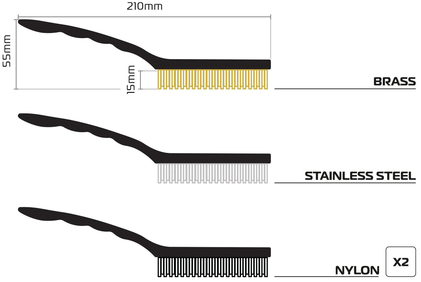 Ensemble de brosses Oxford, brosse métallique, ensemble de brosses métalliques ox340