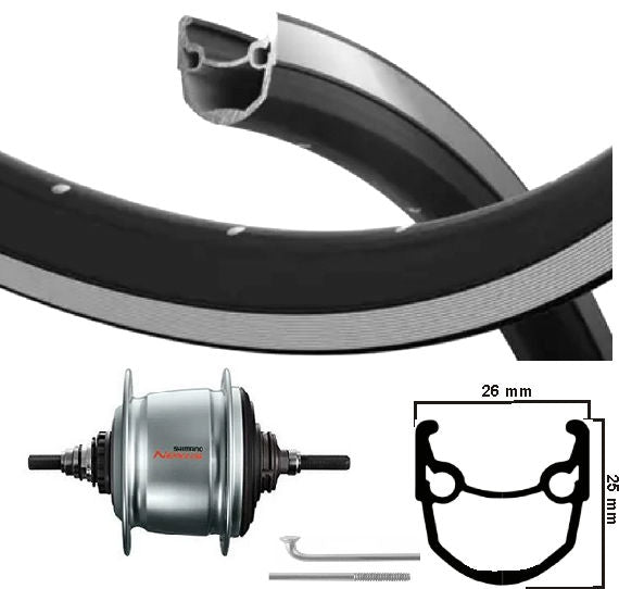 KGS Roue arrière 28 pouces (622) Velg Stratos SW Zil Nexus 8 Rollerbrake