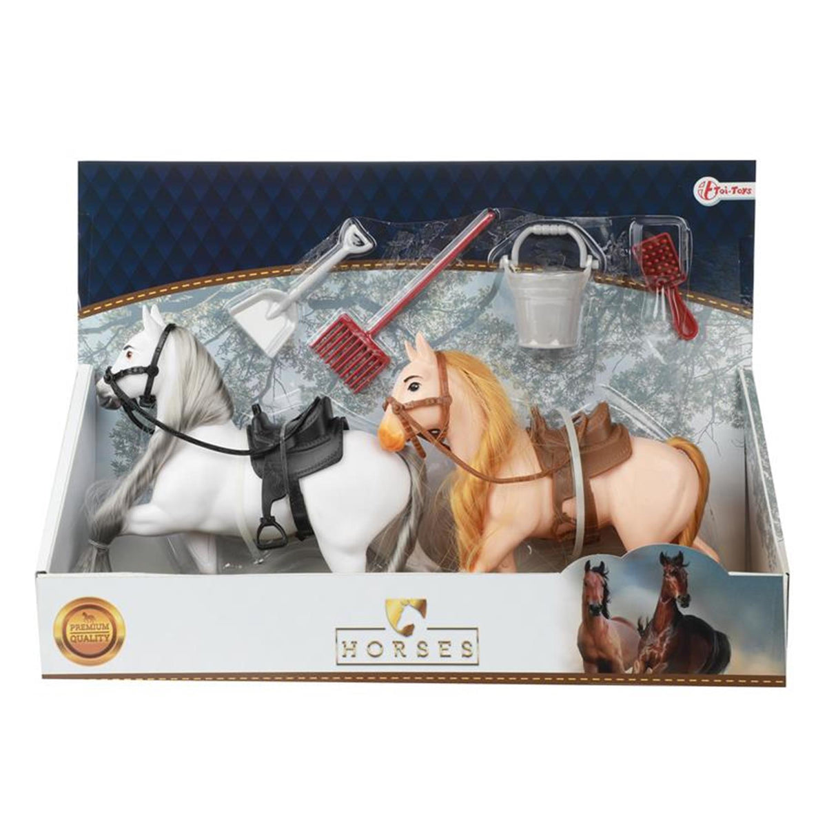 Toi-toys toitoys chevaux 2 chevaux + accessoires