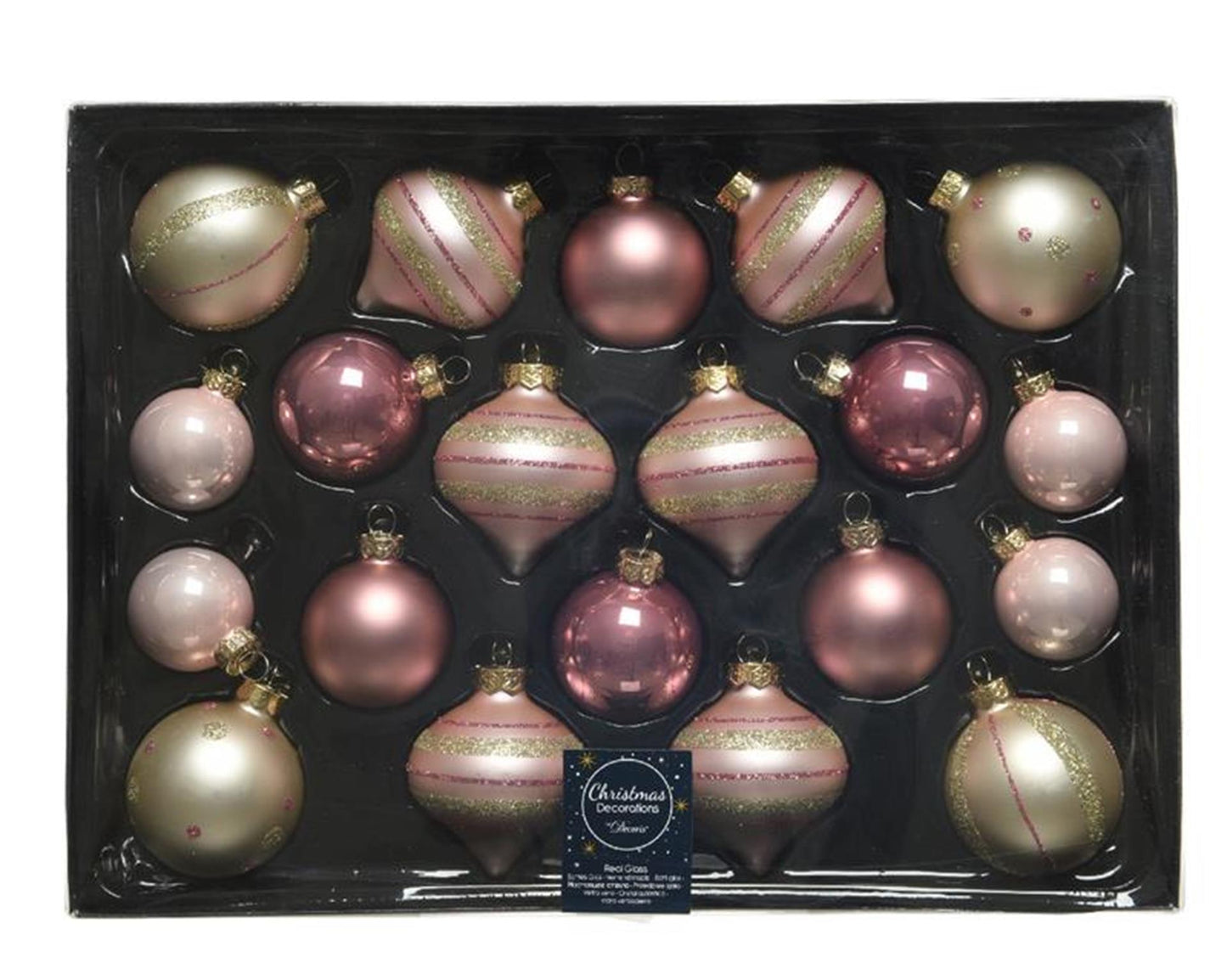 Decoris Set de boules de Noël en verre 20 pièces luxe rose