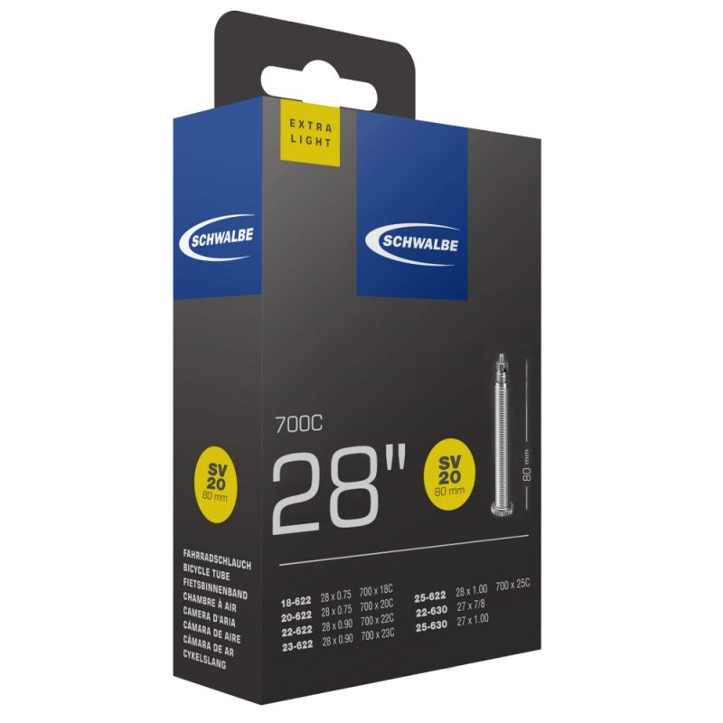Chambre à air Schwalbe 27 28 x 0.75 1.00 (18 25-622 630) FV 80 mm
