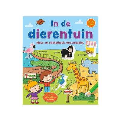 Livre d'autocollants de couleur deltas avec des mots dans le zoo