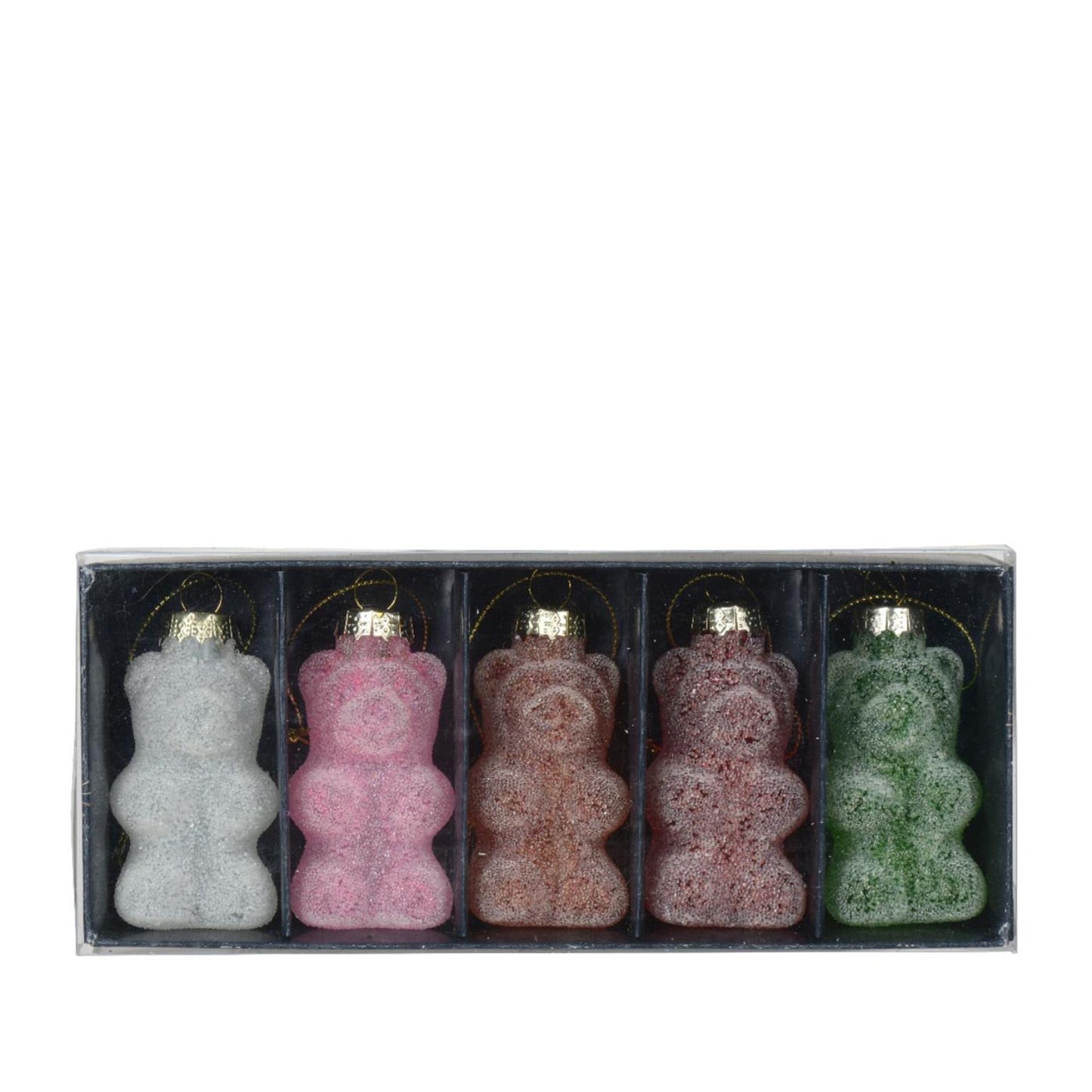 Decoris Pendentif de Noël ours en gomme verre 8cm 5 pièces