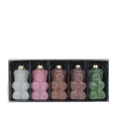 Decoris Pendentif de Noël ours en gomme verre 8cm 5 pièces