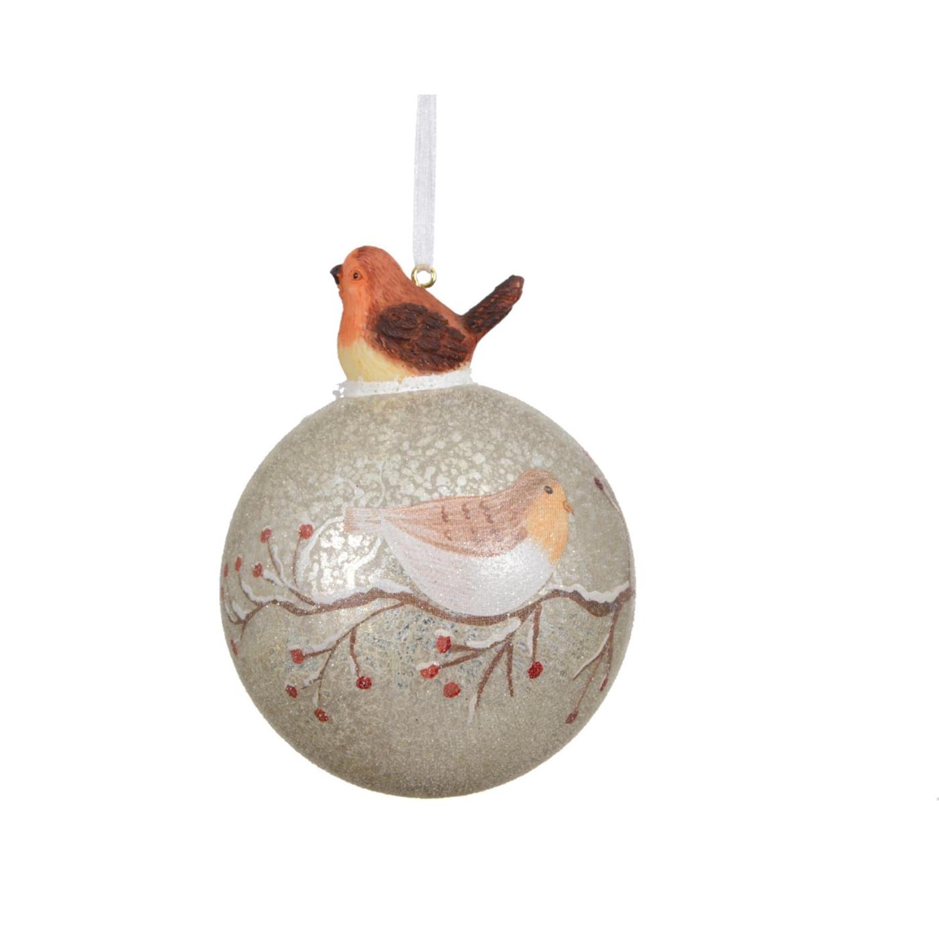 Boule de Noël Decoris avec verre oiseau ø8cm