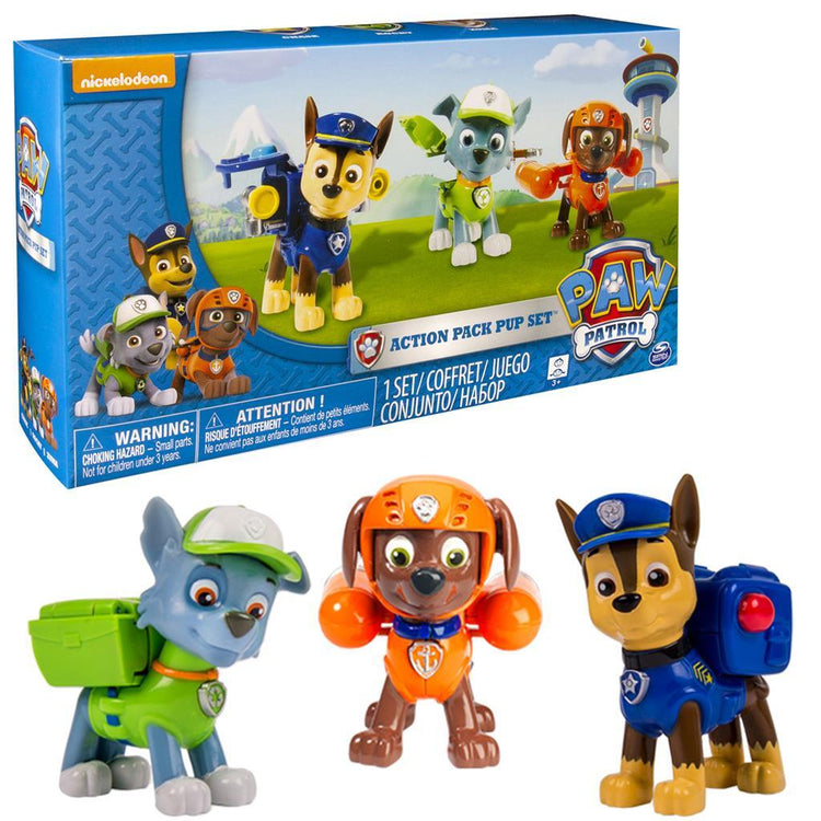 PAW Patrol Action Pack 3 chiots Rockyen Zuma et Chase