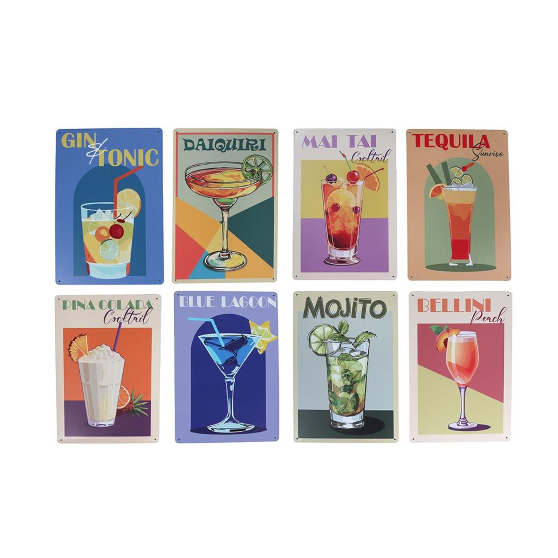 Assiette murale cocktails métal 20x30cm