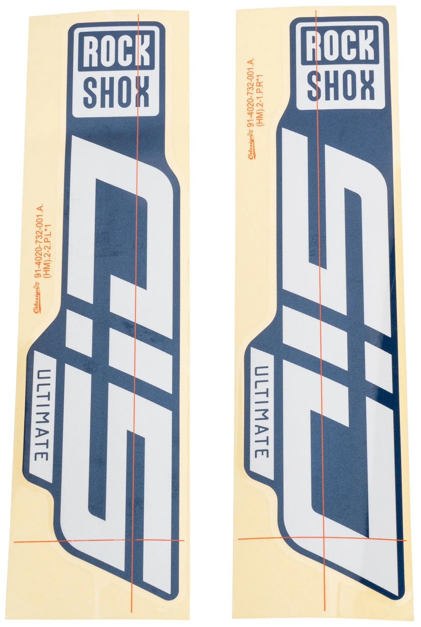 Decal rockshox ensemble RS White brillant pour les curseurs bleus
