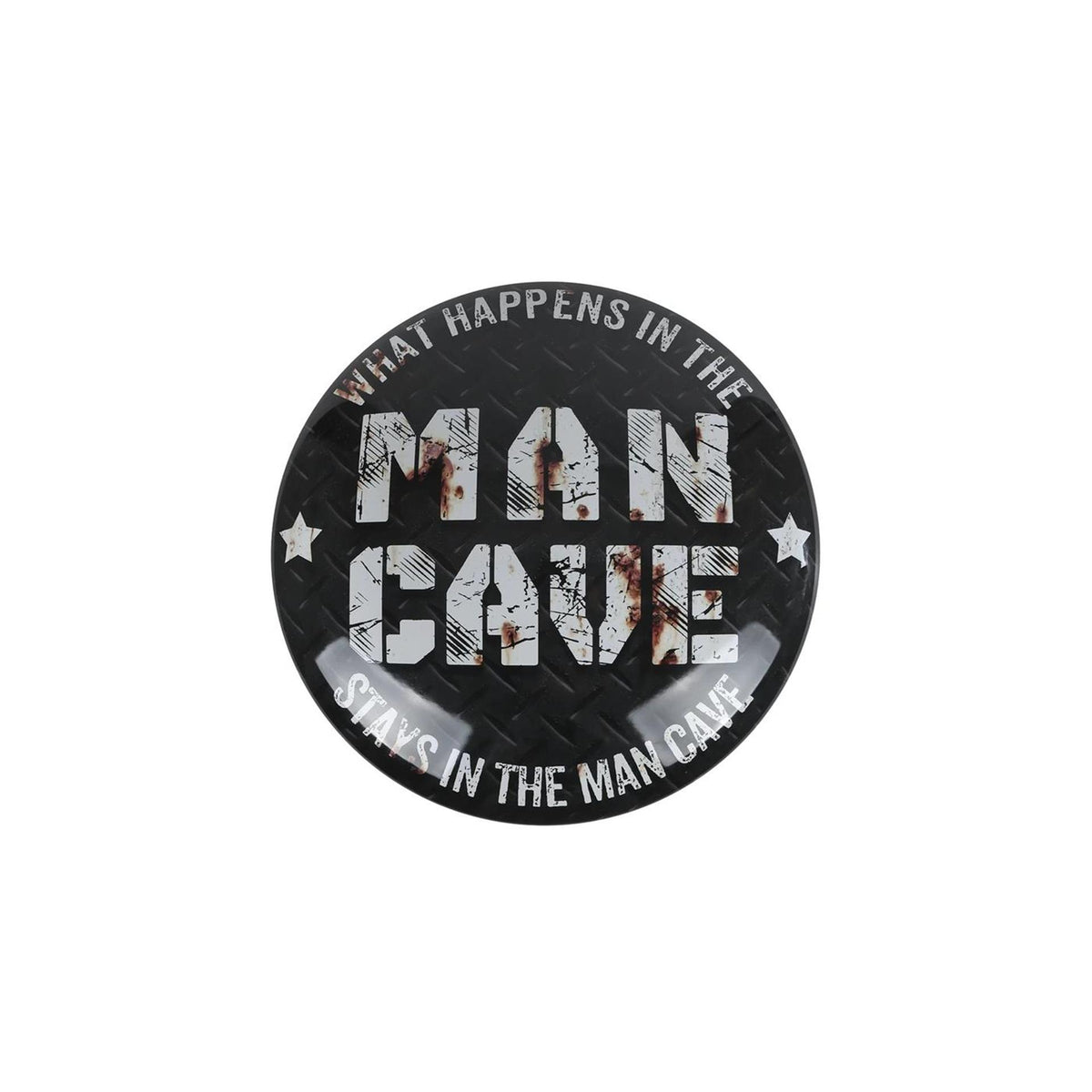 Plaque murale homme des cavernes sphère métal 40x40cm