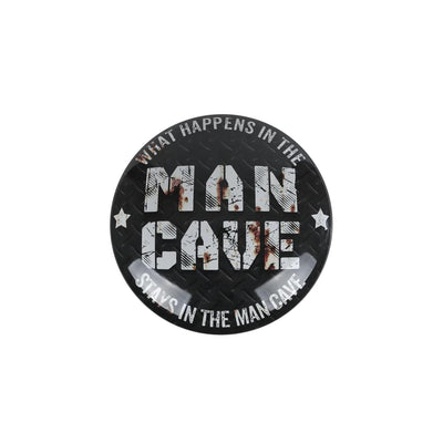 Plaque murale homme des cavernes sphère métal 40x40cm