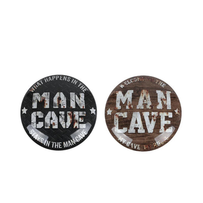 Plaque murale homme des cavernes sphère métal 40x40cm