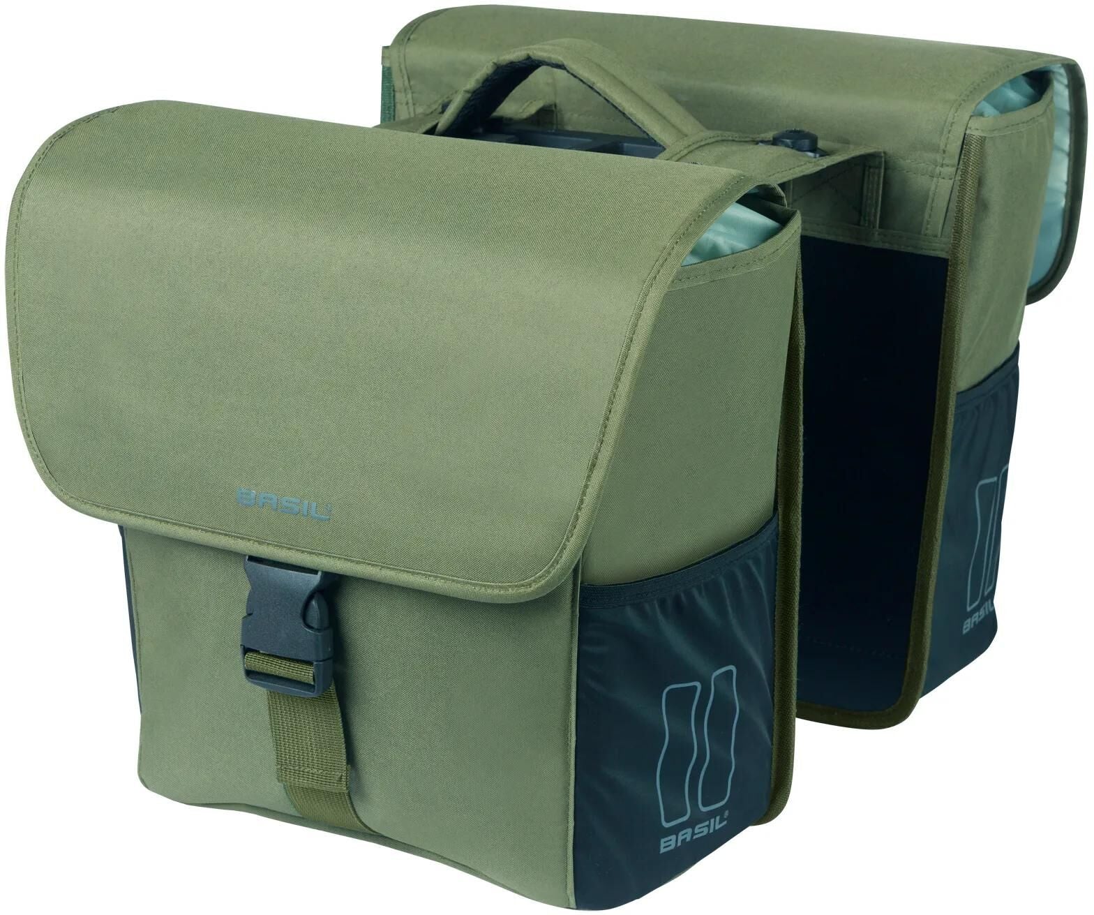 Basil Double Bicycle Bag Go Mik 32 litres 14 x 27 x 31 cm vert foncé