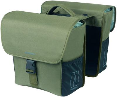 Basil Double Bicycle Bag Go Mik 32 litres 14 x 27 x 31 cm vert foncé