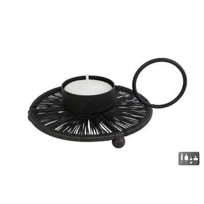 Cadeaux Amsterdam Gifts Amsterdam Tealight Holder Wire l Black Metal 14x11x4cm