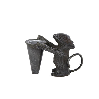 Bougeoir souris métal 9,5x4,5x7cm